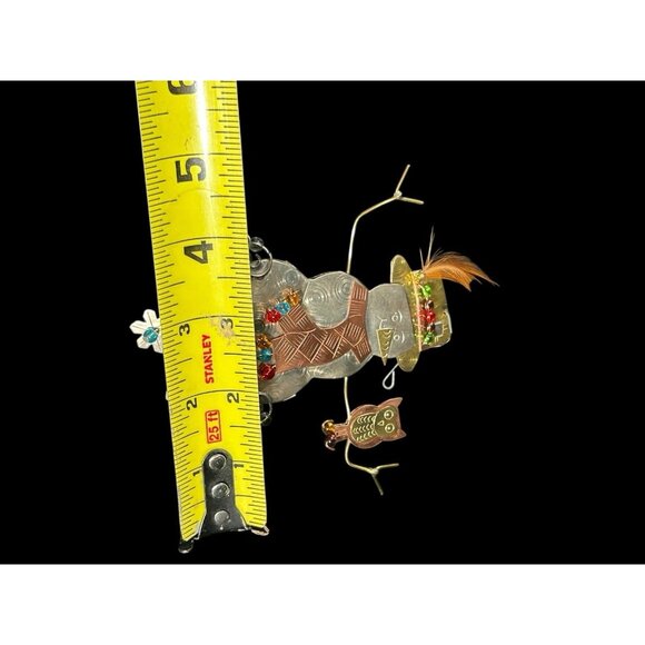 Holiday Metal Art Bronze Nickel & Copper Beaded Wire Snowman Christmas Ornament - Picture 8 of 9